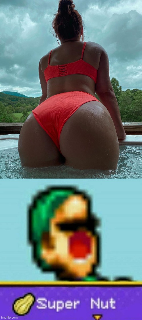 Kaitlyn's butt, SUPER NUT | image tagged in luigi super nut,big booty,big butt,kaitlyn | made w/ Imgflip meme maker