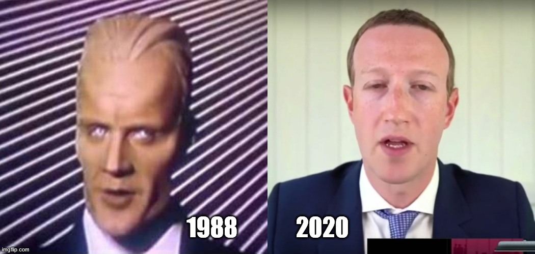 Now and Then | 1988             2020 | image tagged in mark zuckerberg,facebook,max headroom | made w/ Imgflip meme maker
