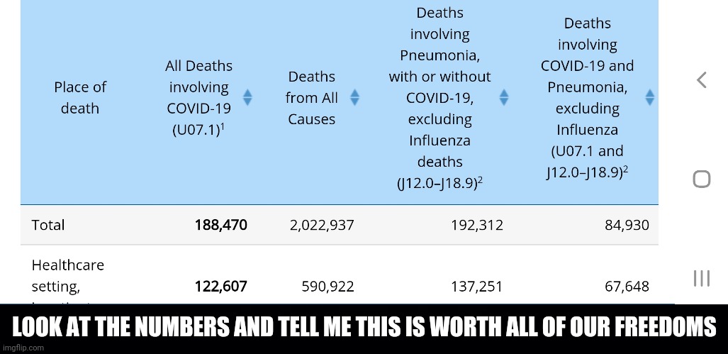 LOOK AT THE NUMBERS AND TELL ME THIS IS WORTH ALL OF OUR FREEDOMS | made w/ Imgflip meme maker