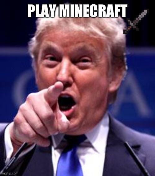 Trump Trademark | PLAY MINECRAFT | image tagged in trump trademark | made w/ Imgflip meme maker