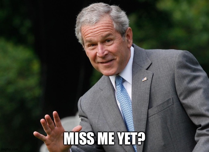 George W Bush | MISS ME YET? | image tagged in george w bush | made w/ Imgflip meme maker