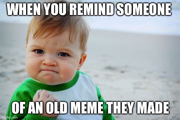 Success Kid Original Meme | WHEN YOU REMIND SOMEONE OF AN OLD MEME THEY MADE | image tagged in memes,success kid original | made w/ Imgflip meme maker