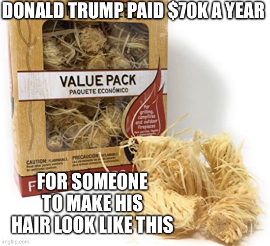 DONALD TRUMP PAID $70K A YEAR FOR SOMEONE TO MAKE HIS HAIR LOOK LIKE THIS | made w/ Imgflip meme maker