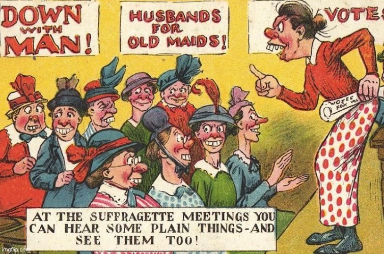 High Quality Cruel anti-suffragette propaganda Blank Meme Template