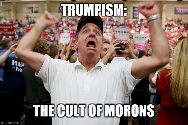 Trumpism | TRUMPISM:; THE CULT OF MORONS | image tagged in trump supporter triggered,anti trump,political meme | made w/ Imgflip meme maker
