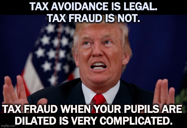 No, the IRS does not supply free Adderall to tax cheats under audit. | TAX AVOIDANCE IS LEGAL.
TAX FRAUD IS NOT. TAX FRAUD WHEN YOUR PUPILS ARE 
DILATED IS VERY COMPLICATED. | image tagged in trump dilated hands up showing teeth,trump,taxes,cheat | made w/ Imgflip meme maker