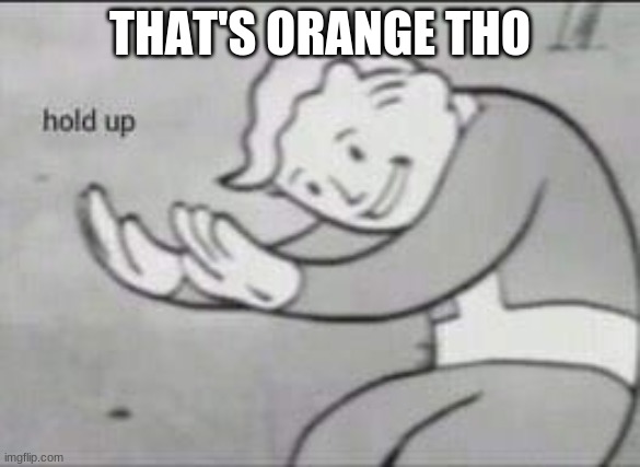 THAT'S ORANGE THO | image tagged in fallout hold up | made w/ Imgflip meme maker