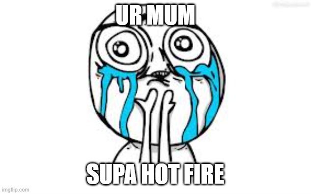 Crying Because Of Cute | UR MUM; SUPA HOT FIRE | image tagged in memes,crying because of cute | made w/ Imgflip meme maker