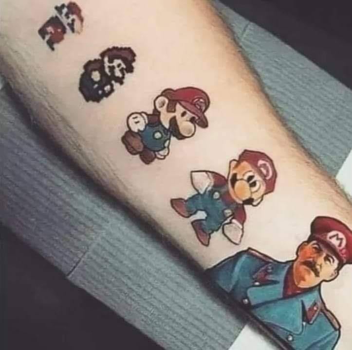 Mario stalin tattoo Blank Meme Template