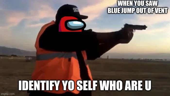 imposter | WHEN YOU SAW BLUE JUMP OUT OF VENT; IDENTIFY YO SELF WHO ARE U | image tagged in funny memes | made w/ Imgflip meme maker