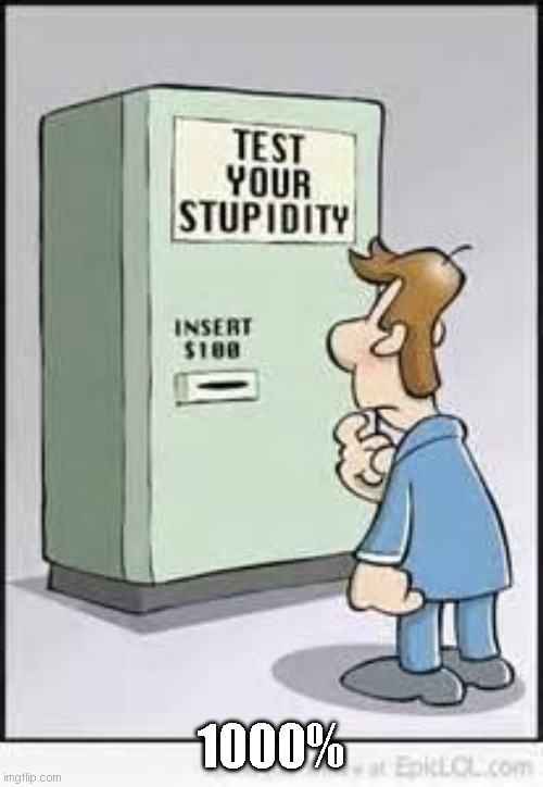 Test Your Stupidity | 1000% | image tagged in test your stupidity | made w/ Imgflip meme maker