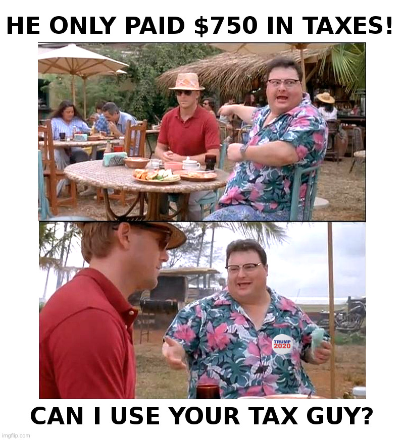 He Only Paid $750 In Taxes! | image tagged in donald trump,taxes,see nobody cares,butt,crying democrats | made w/ Imgflip meme maker