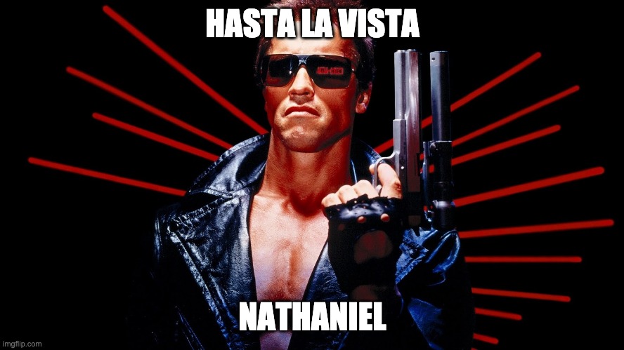 HASTA LA VISTA; NATHANIEL | image tagged in terminator | made w/ Imgflip meme maker