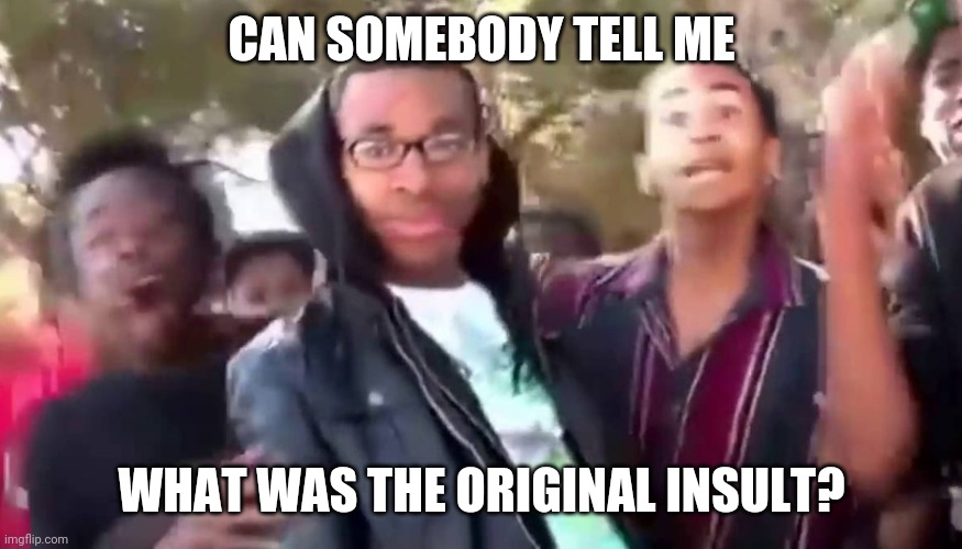 Was it really that epic tho |  CAN SOMEBODY TELL ME; WHAT WAS THE ORIGINAL INSULT? | image tagged in ohhhhhhhhhhhh | made w/ Imgflip meme maker