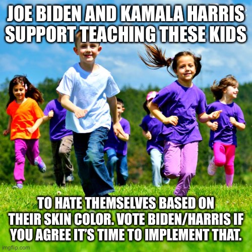 “All whites are Racist, it is in their make up” | JOE BIDEN AND KAMALA HARRIS SUPPORT TEACHING THESE KIDS; TO HATE THEMSELVES BASED ON THEIR SKIN COLOR. VOTE BIDEN/HARRIS IF YOU AGREE IT’S TIME TO IMPLEMENT THAT. | image tagged in racism,that's racist,angry sjw,woke,stupid liberals | made w/ Imgflip meme maker