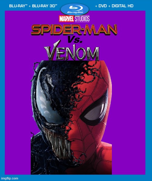 not my best meme, but a good concept. | Vs. | image tagged in transparent dvd case,spider-man,venom | made w/ Imgflip meme maker