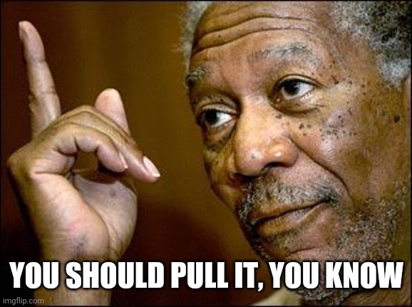 This Morgan Freeman | YOU SHOULD PULL IT, YOU KNOW | image tagged in this morgan freeman | made w/ Imgflip meme maker