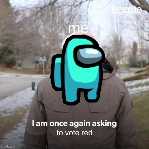 Bernie I Am Once Again Asking For Your Support Meme | me; to vote red | image tagged in memes,bernie i am once again asking for your support | made w/ Imgflip meme maker