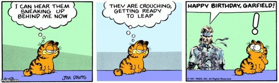 Metal Garfield Solid | image tagged in garfield,solid snake,metal gear solid,comics/cartoons,funny | made w/ Imgflip meme maker