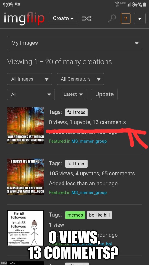 O VIEWS, 13 COMMENTS? | image tagged in what | made w/ Imgflip meme maker