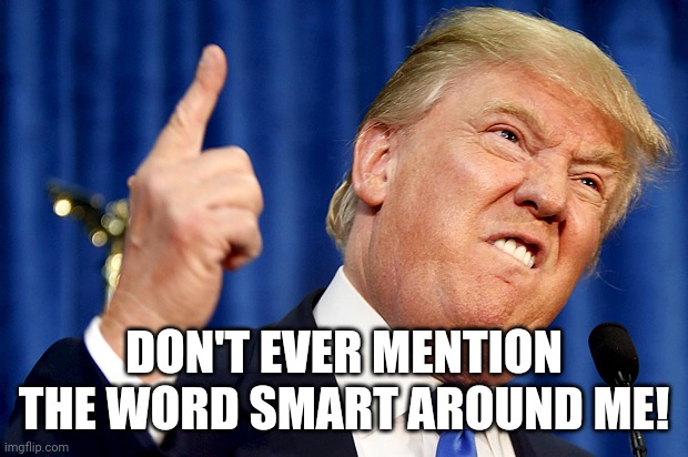 Donald Trump | DON'T EVER MENTION THE WORD SMART AROUND ME! | image tagged in donald trump | made w/ Imgflip meme maker