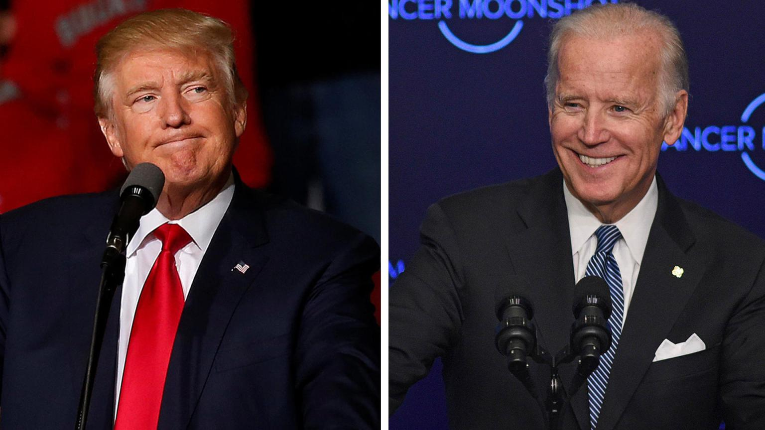 Trump frowns Biden and God smile Blank Meme Template