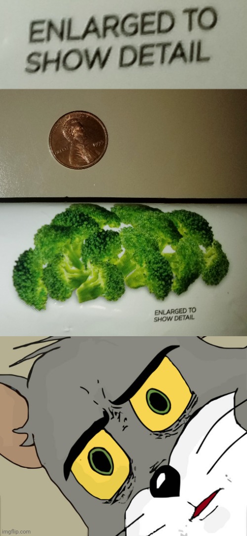 Wait how small is brocolli? | image tagged in memes,unsettled tom,broccoli,enlarged,tiny trees,wtf | made w/ Imgflip meme maker