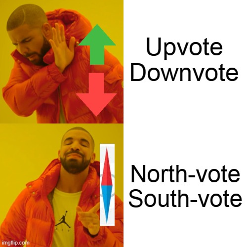 Breaking the rules of Imgflip | Upvote

Downvote; North-vote
South-vote | image tagged in memes,drake hotline bling,upvote,why not both | made w/ Imgflip meme maker