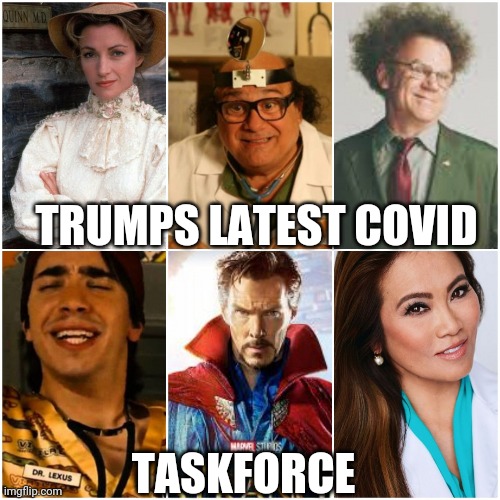 Doctor to doctor | TRUMPS LATEST COVID; TASKFORCE | image tagged in medicine,medical,boardroom meeting suggestion | made w/ Imgflip meme maker