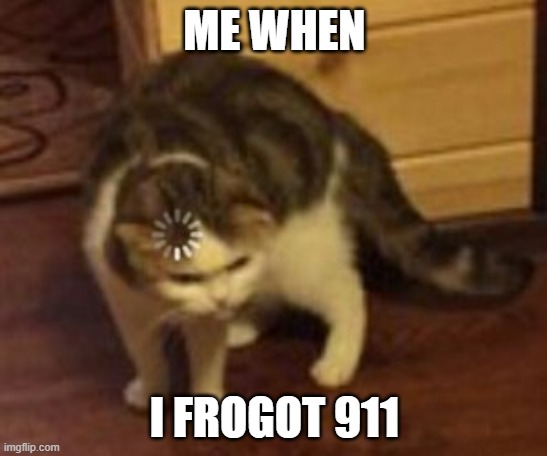 Loading cat | ME WHEN; I FROGOT 911 | image tagged in loading cat,cats | made w/ Imgflip meme maker