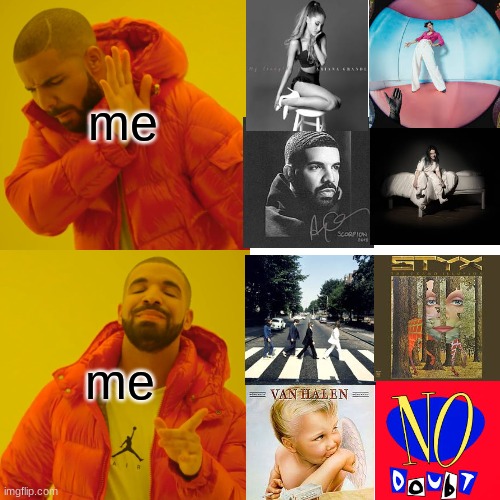does anyone else still have my taste in music |  me; me | image tagged in memes,drake hotline bling | made w/ Imgflip meme maker