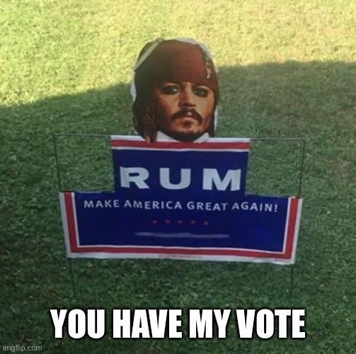 Every vote counts | YOU HAVE MY VOTE | image tagged in rum sign,trump,vote,pirates of the carribean,johnny depp,memes | made w/ Imgflip meme maker