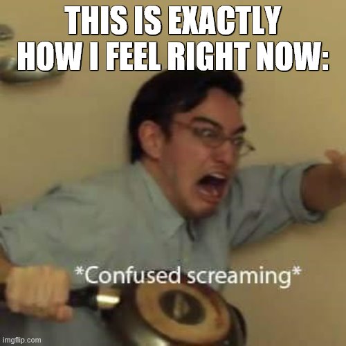 filthy frank confused scream | THIS IS EXACTLY HOW I FEEL RIGHT NOW: | image tagged in filthy frank confused scream | made w/ Imgflip meme maker