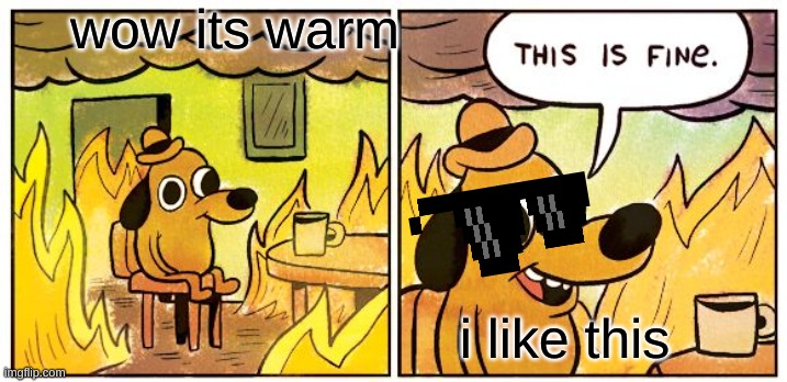 This Is Fine Meme | wow its warm; i like this | image tagged in memes,this is fine | made w/ Imgflip meme maker