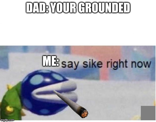 Im back beaches | DAD: YOUR GROUNDED; ME: | image tagged in say sike right now | made w/ Imgflip meme maker