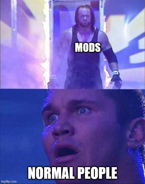 Wwe | MODS; NORMAL PEOPLE | image tagged in wwe | made w/ Imgflip meme maker