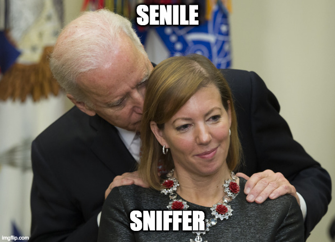 Biden loves to sniff | SENILE SNIFFER | image tagged in biden loves to sniff | made w/ Imgflip meme maker