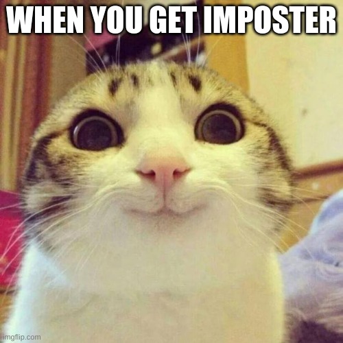 haleluya | WHEN YOU GET IMPOSTER | image tagged in memes,smiling cat,among us,kitty,cat | made w/ Imgflip meme maker