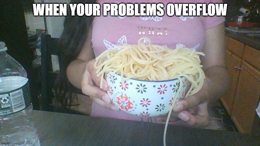 Problems | WHEN YOUR PROBLEMS OVERFLOW | image tagged in funny | made w/ Imgflip meme maker