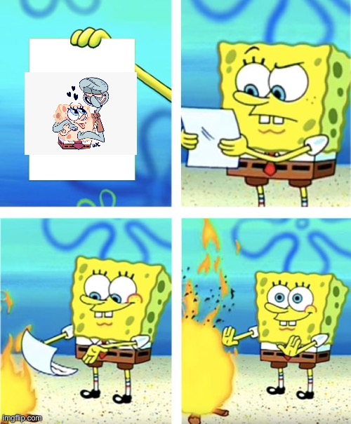 The most cursed ship | image tagged in spongebob burning paper | made w/ Imgflip meme maker