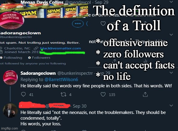 Back under your bridge, Troll! | The definition of a Troll; * offensive name
* zero followers
* can't accept facts
* no life | image tagged in twitter,conservatives,funny memes,donald trump | made w/ Imgflip meme maker