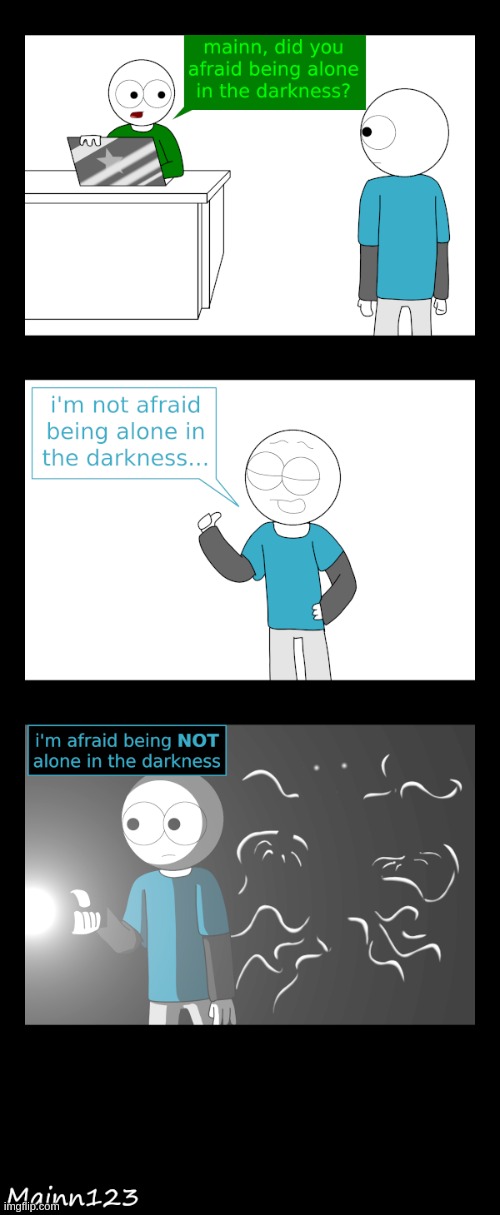 Darkness [a comic by @mainn123] | image tagged in darkness,afraid,monster,tentacle | made w/ Imgflip meme maker