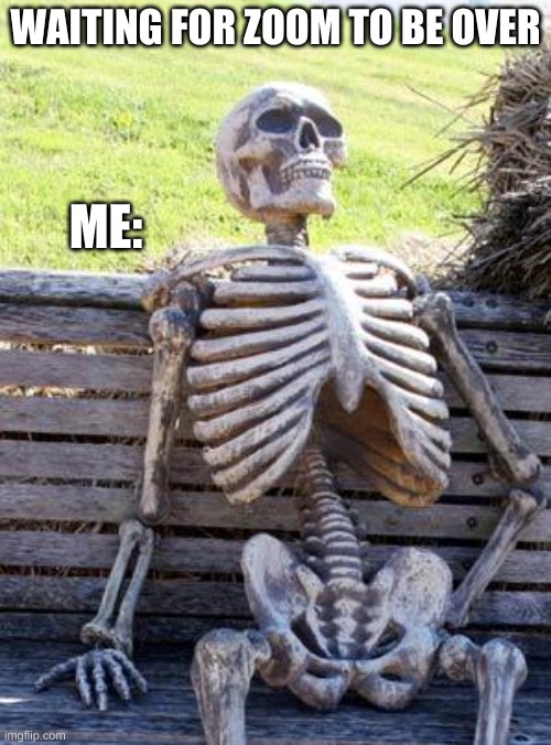 waiting skeleton | WAITING FOR ZOOM TO BE OVER; ME: | image tagged in memes,waiting skeleton | made w/ Imgflip meme maker