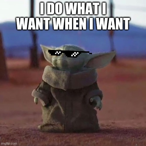 Baby Yoda | I DO WHAT I WANT WHEN I WANT | image tagged in baby yoda | made w/ Imgflip meme maker