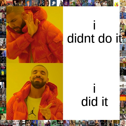 Drake Hotline Bling Meme | i didnt do it i did it | image tagged in memes,drake hotline bling | made w/ Imgflip meme maker