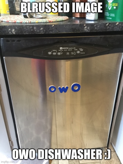 OwO dishwasher found in random location | BLRUSSED IMAGE; OWO DISHWASHER :) | image tagged in blursed,cursed image,blessed image,owo | made w/ Imgflip meme maker