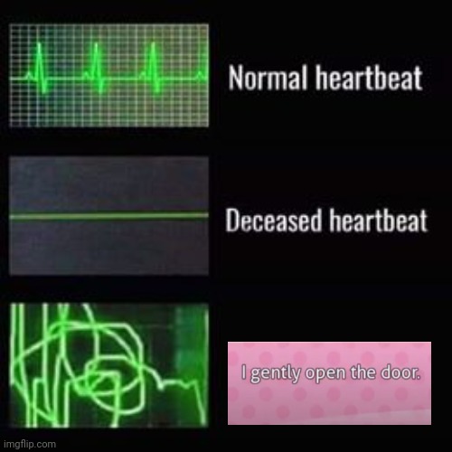 I gently open the door. | image tagged in heartbeat rate,ddlc | made w/ Imgflip meme maker