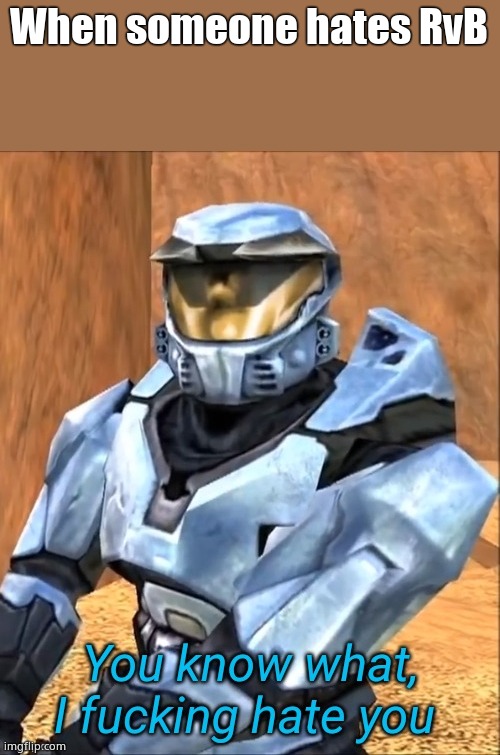 You know what I fucking hate you | When someone hates RvB | image tagged in you know what i fucking hate you | made w/ Imgflip meme maker