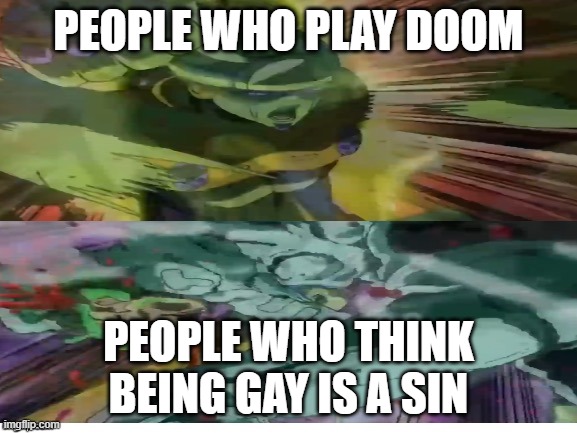 7 Page Muda Template | PEOPLE WHO PLAY DOOM; PEOPLE WHO THINK BEING GAY IS A SIN | image tagged in 7 page muda template,christianity,doom | made w/ Imgflip meme maker