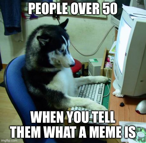 This is true | PEOPLE OVER 50; WHEN YOU TELL THEM WHAT A MEME IS | image tagged in memes,funny,dogs,animals,memes about memes,adults | made w/ Imgflip meme maker